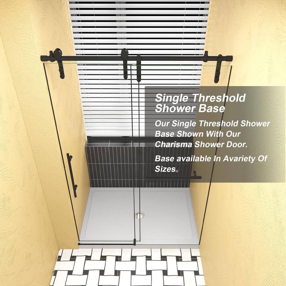 YSQCAR 48 in. L x 32 in. W Alcove Shower Pan Base with Center Drain in White (3)
