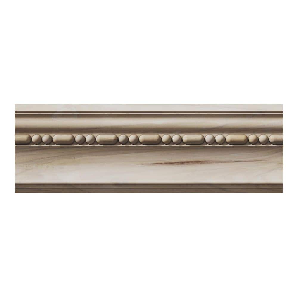 Ornamental Mouldings . 75 in. D x 5.25 in. W x 92 in. L Unfinished Poplar Wood Stratford Embossed Crown Moulding (2)