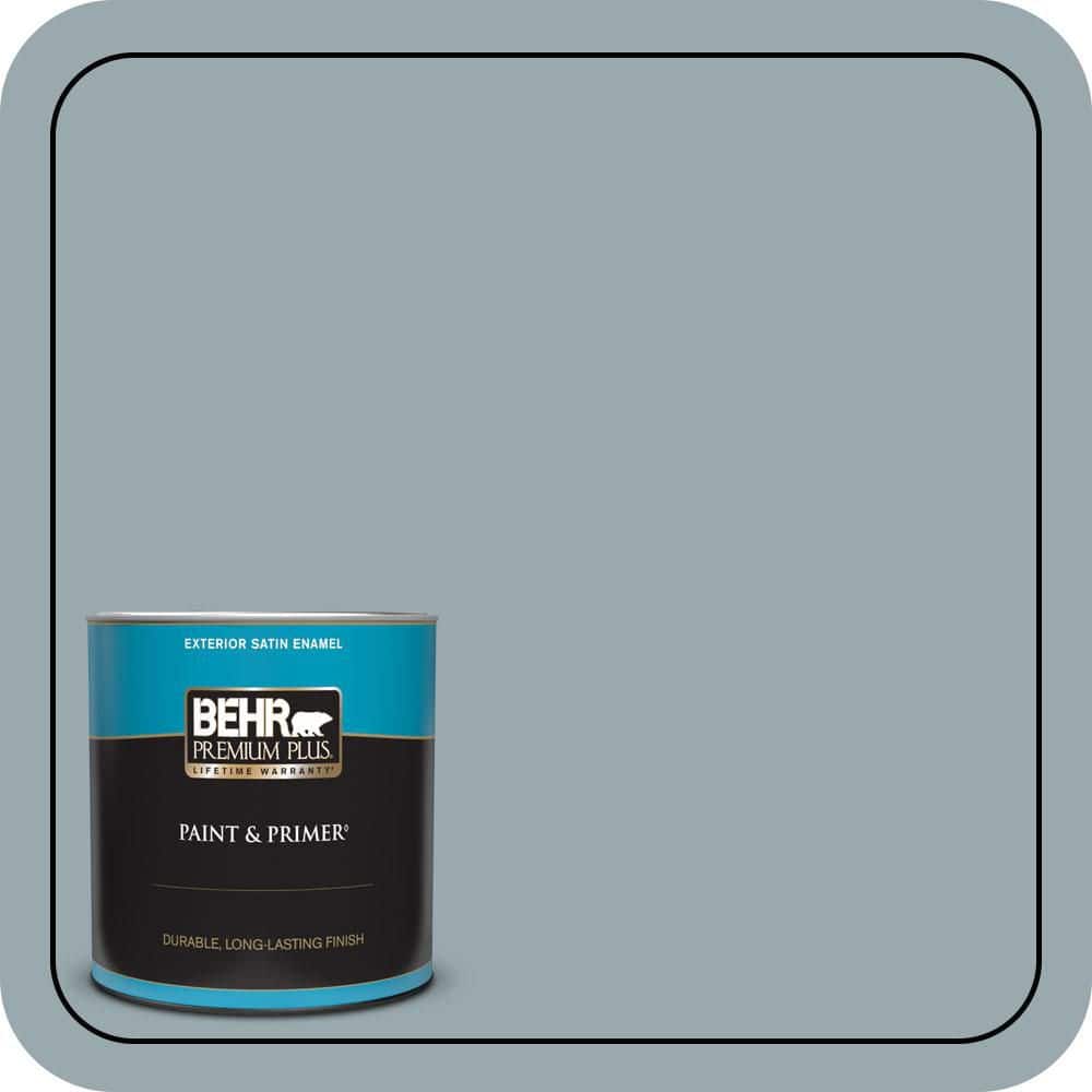 BEHR PREMIUM PLUS 1 qt. #N470-4 NorWester Satin Enamel Exterior Paint & Primer