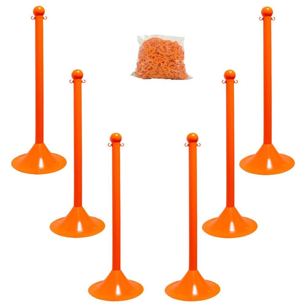 Mr. Chain 2 in. Light Duty Stanchion and Chain Kit in Safety Orange