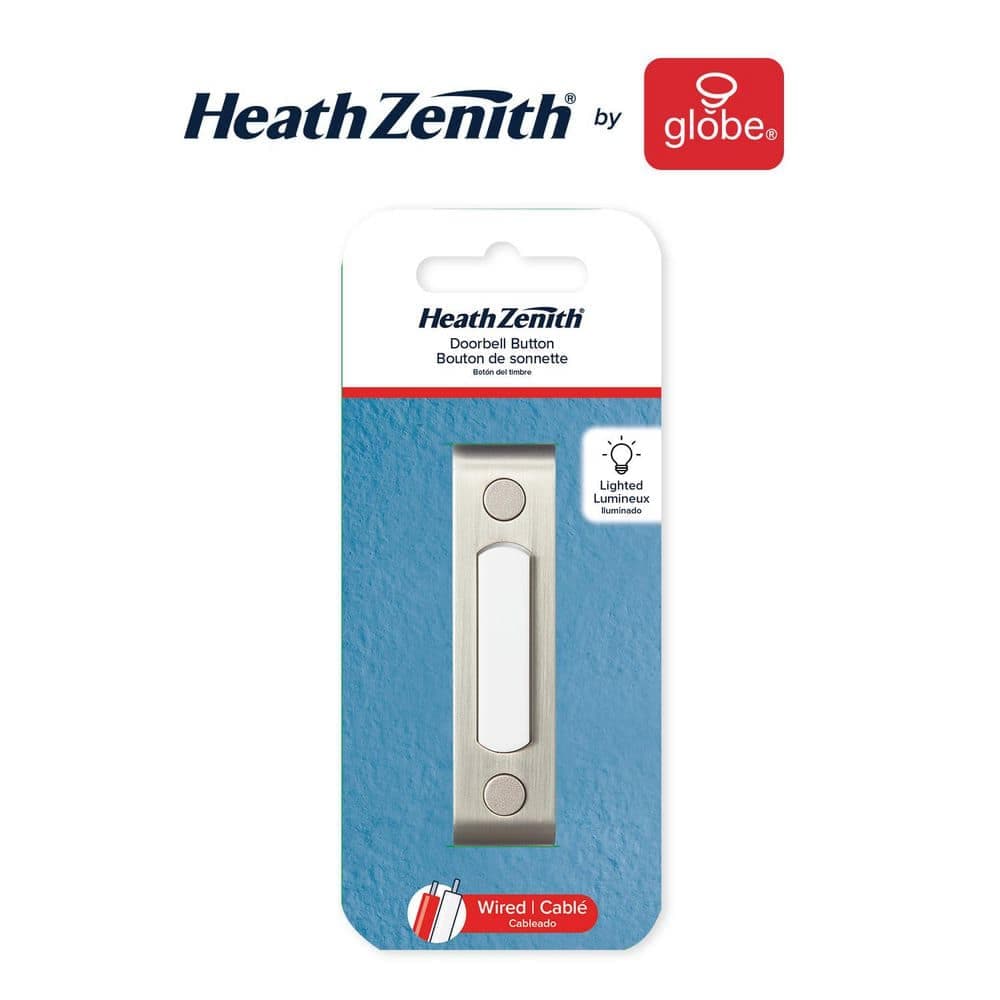Heath Zenith Satin Nickel Metal Wired Lighted Push Doorbell Button (2)