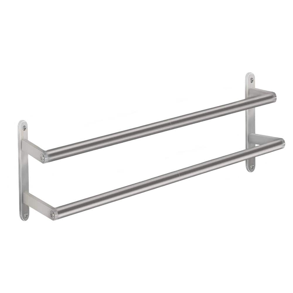 Whatseaso 1-Pack Double Towel Bar 24 in. Wall Mounted Towel Bar in Brushed Nickel (1)