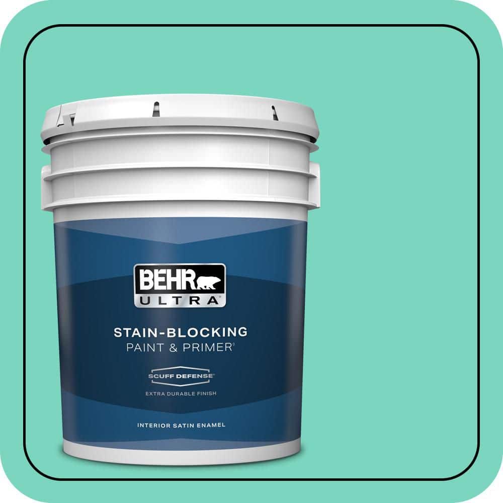 BEHR ULTRA 5 gal. #P430-3 Green Parakeet Extra Durable Satin Enamel Interior Paint & Primer