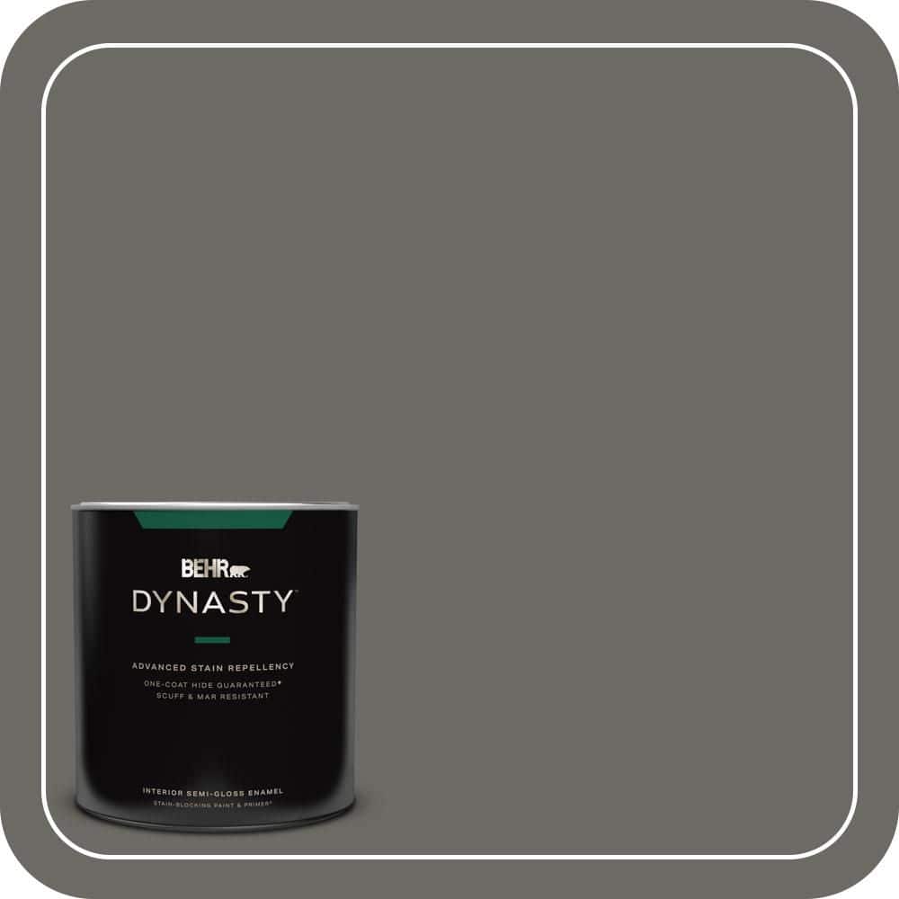 BEHR DYNASTY 1 qt. #PPU18-18 Mined Coal One-Coat Hide Semi-Gloss Enamel Interior Stain-Blocking Paint and Primer