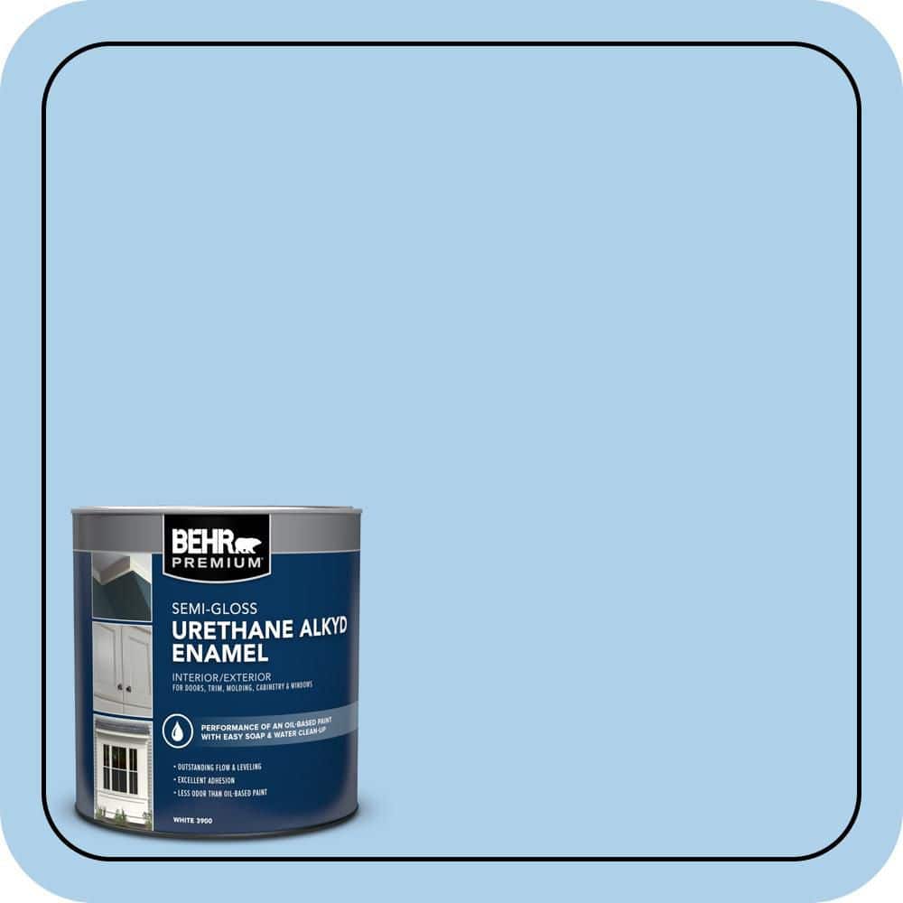 BEHR PREMIUM 1 qt. #560A-3 Utah Sky Semi-Gloss Enamel Urethane Alkyd Interior/Exterior Paint (1)