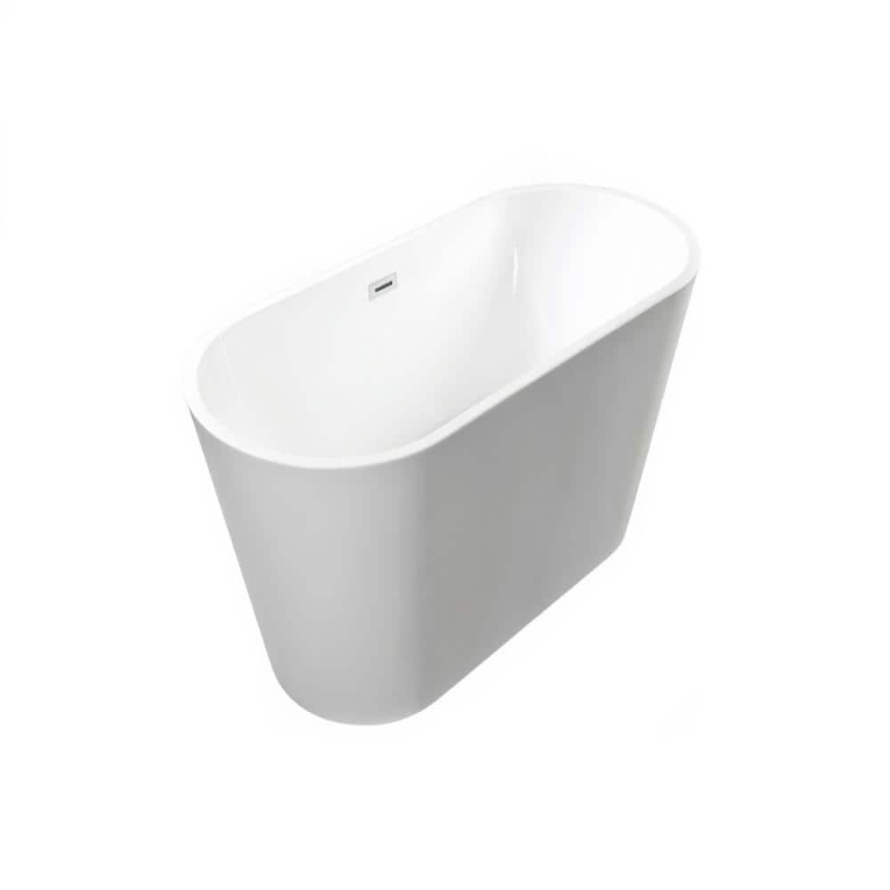 YSQCAR 55 in. x 29.5 in. Acrylic Freestanding Soaking Bathtub with Center Drain in White, cUPC Certified (1)