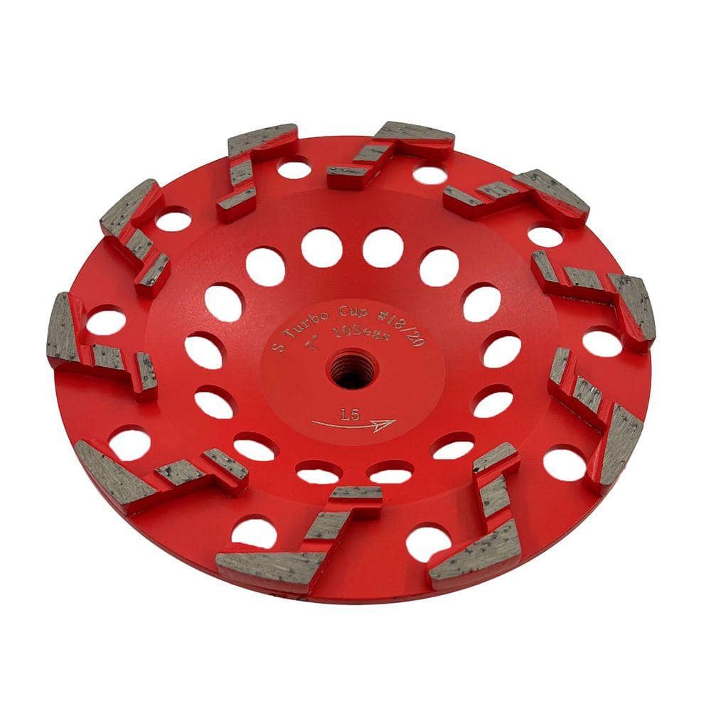 EDiamondTools 7 in. High Performance Aggressive Diamond Grinding Wheel, #18/20 Grit, 10 S-Segment, 5/8 in.-11 Threaded Arbor (1)