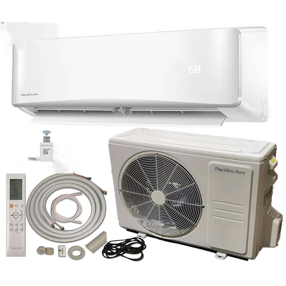DuctlessAire 9000 BTU 3/4 Ton 24.6 SEER2 230v Wi-Fi Enabled Mini Split Heat Pump System