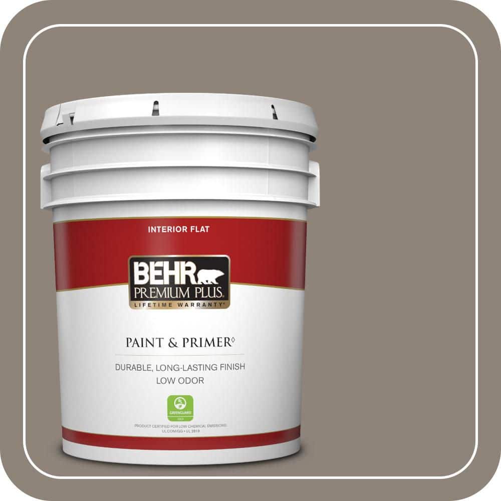 BEHR PREMIUM PLUS 5 gal. #N200-5 Woodcraft Flat Low Odor Interior Paint & Primer