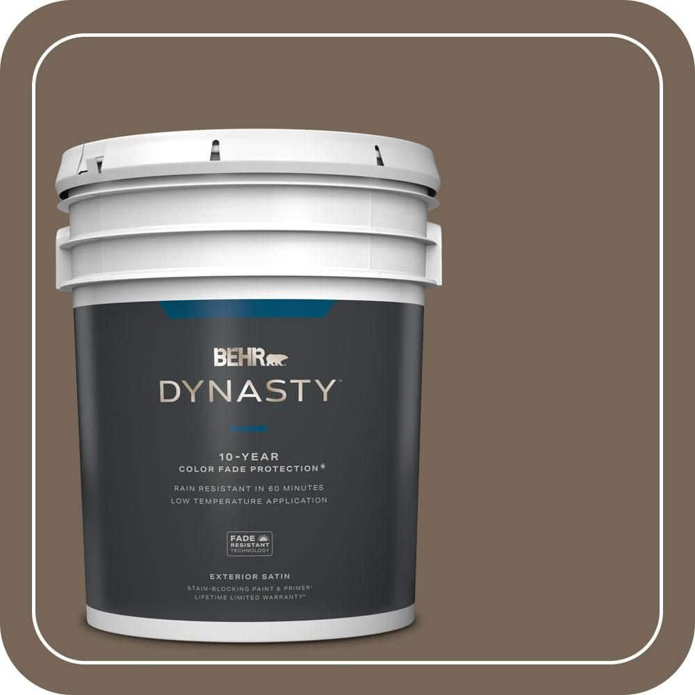 BEHR DYNASTY 5 gal. #N220-6 Landmark Brown Satin Enamel Exterior Stain-Blocking Paint & Primer