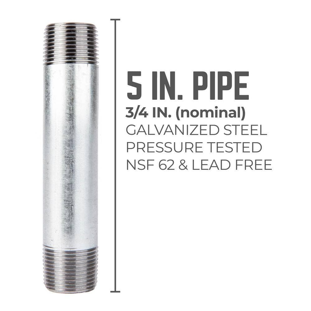 STZ 3/4 in. x 5 in. Galvanized Steel Nipple (2)