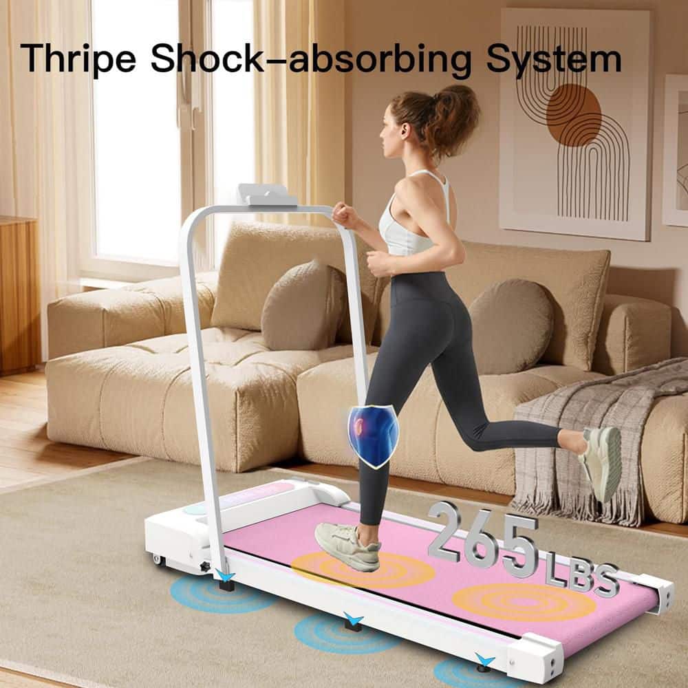 Tidoin 2.5 HP Pink Metal Portable 2-in-1 Under Desk Electric Treadmill with LED Display and Remote Control (3)