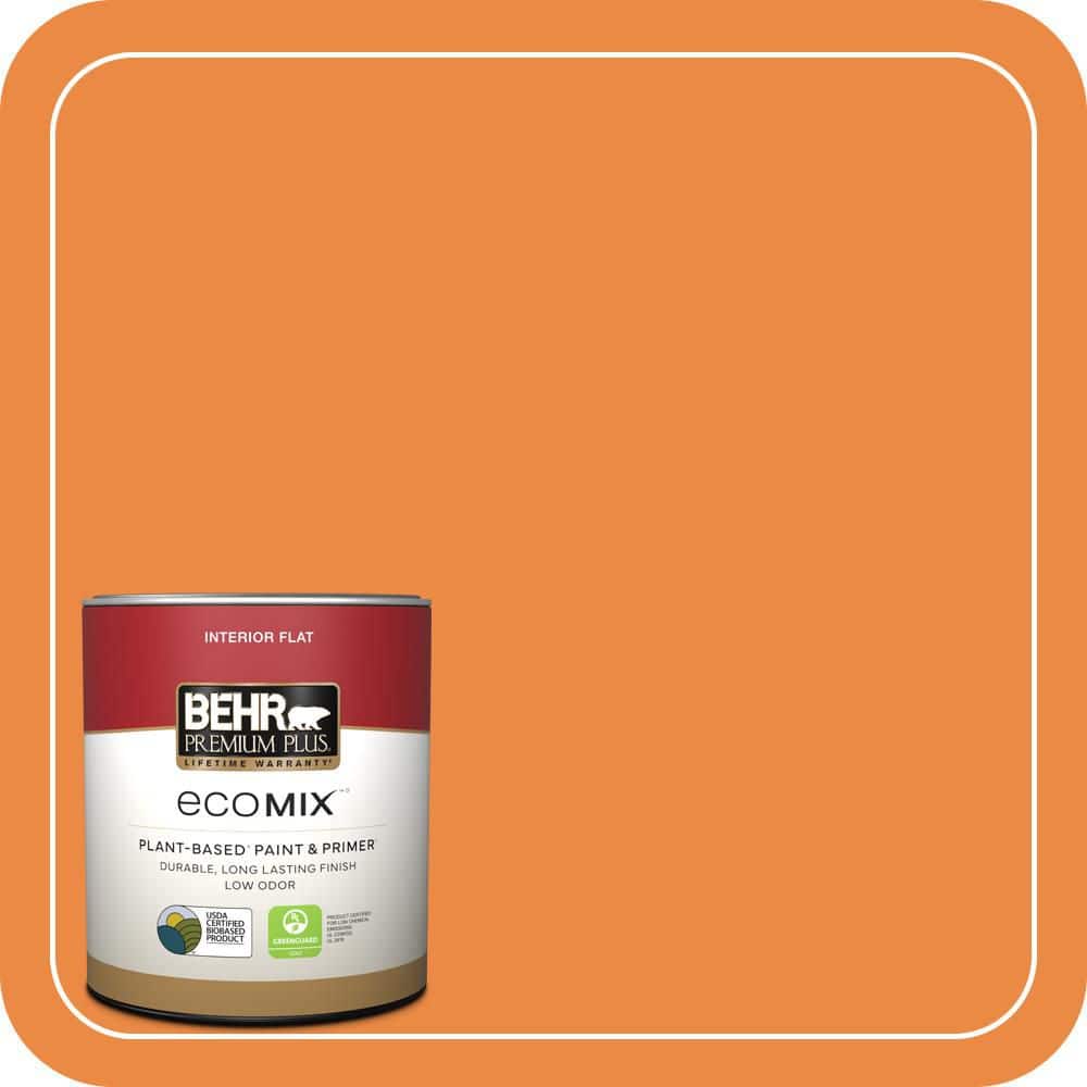 BEHR PREMIUM PLUS 1 qt. #P230-7 Acapulco Sun Flat EcoMix Plant-Based Interior Paint & Primer (1)