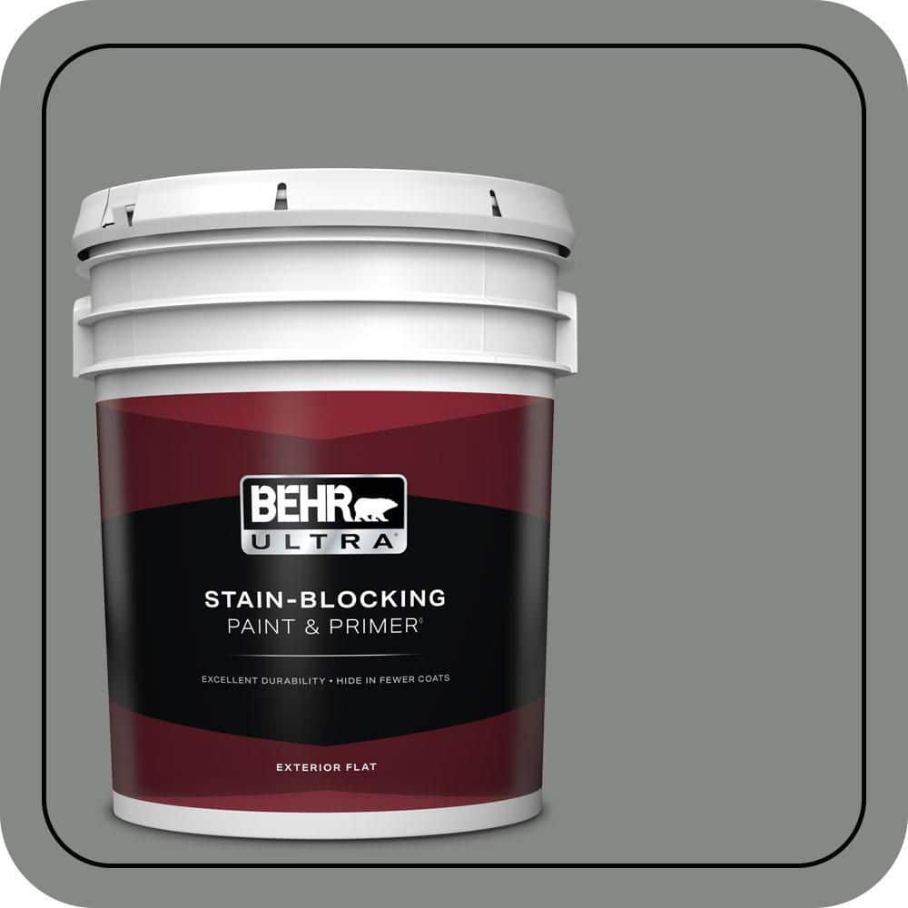 BEHR ULTRA 5 gal. #PPU25-17 Euro Gray Flat Exterior Paint & Primer