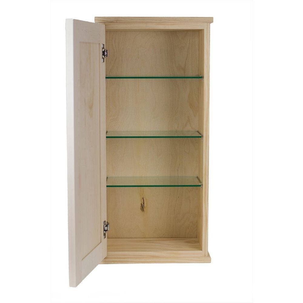 WG Wood Products Sarasota 15.5 in. W x 43.5 in. H x 8 D Unfinished Wood Surface Mount Wall Cabinet (2)
