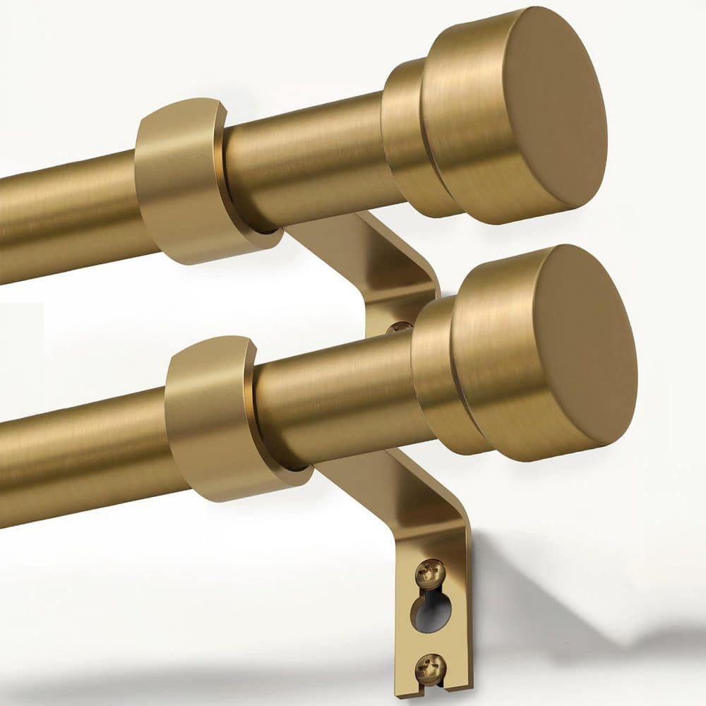 Numhew 72 in. to 144 in. Warm Gold Curtain Rods for Windows, Adjustable Length Heavy Duty Brass Window Rod (2-Pack) (1)