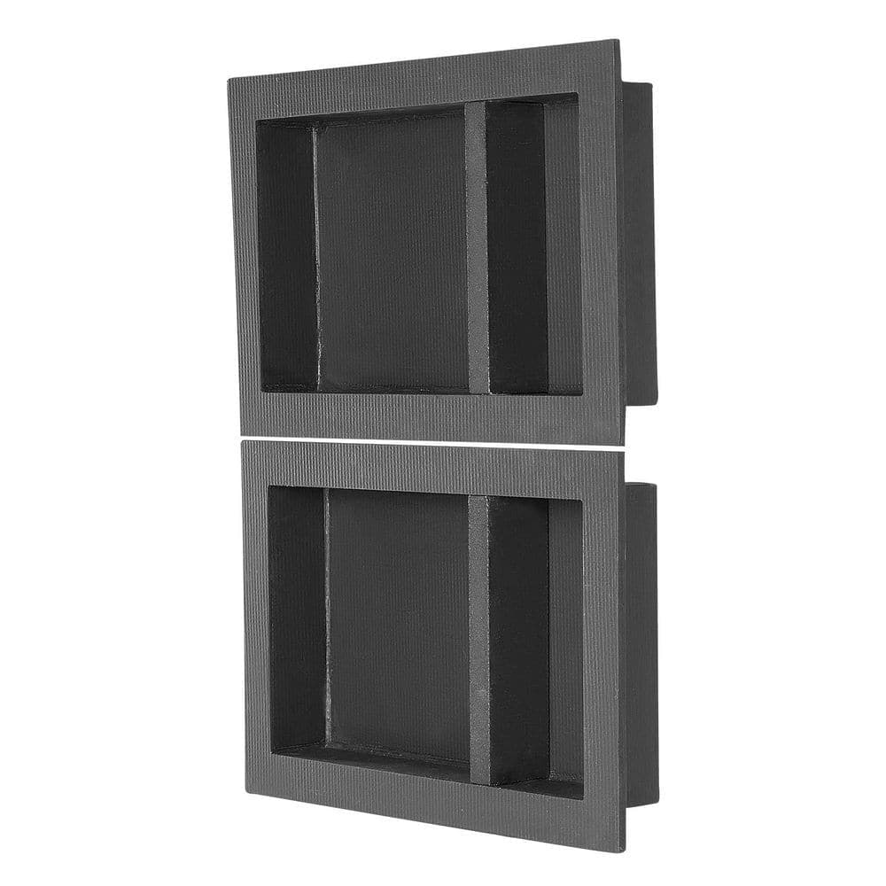 LIVIZA 32 in. W x 24 in. H x 4 in. D Plastic Recessed Shower Niche Shelf Organizer in Black (1)