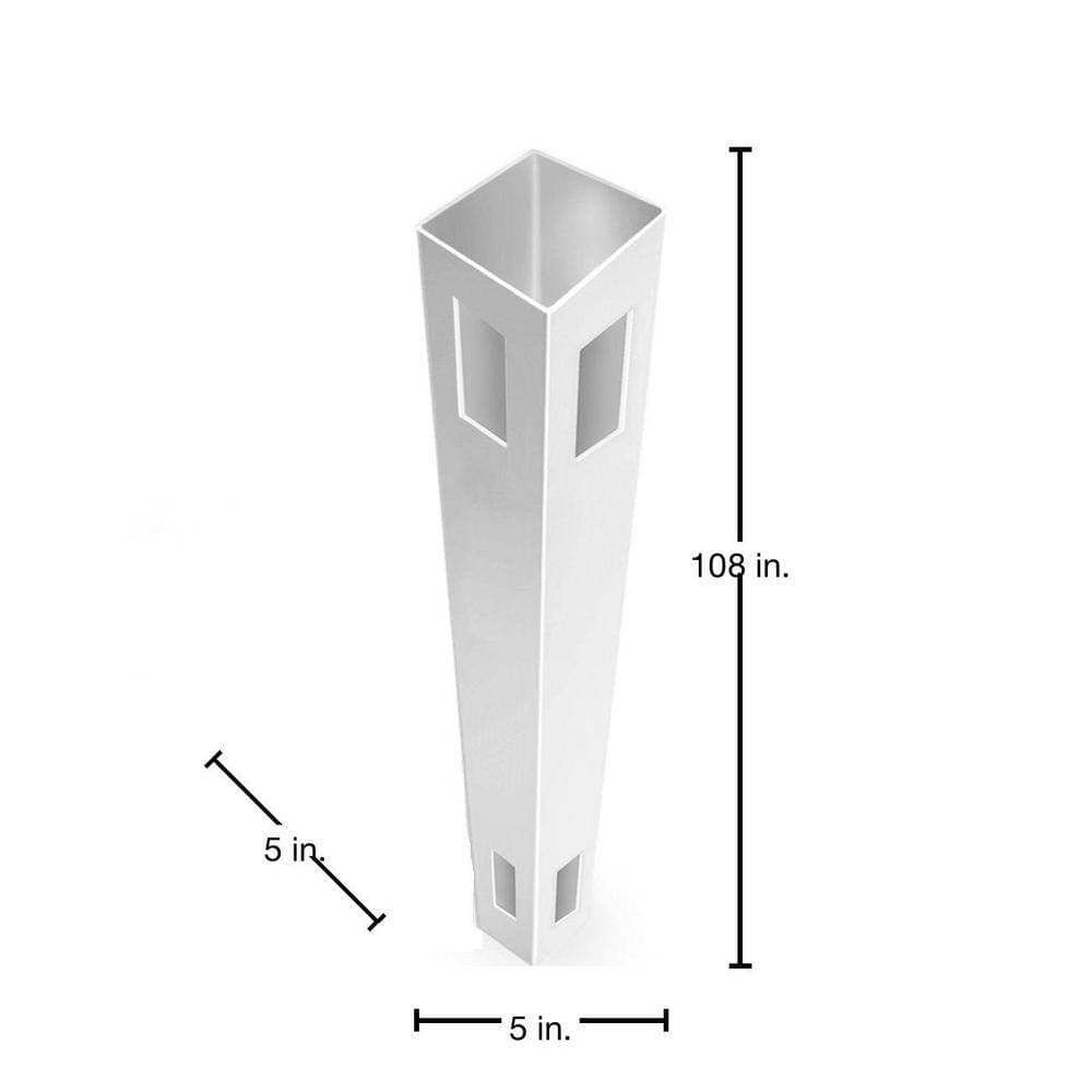 Veranda Linden 5 in. x 5 in. x 9 ft. White Vinyl Routed Corner Fence Post (2)