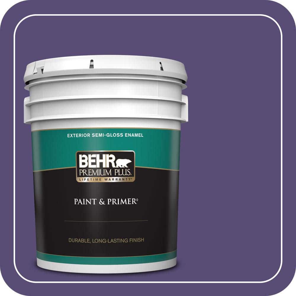 BEHR PREMIUM PLUS 5 gal. #MQ5-42 Perpetual Purple Semi-Gloss Enamel Exterior Paint & Primer