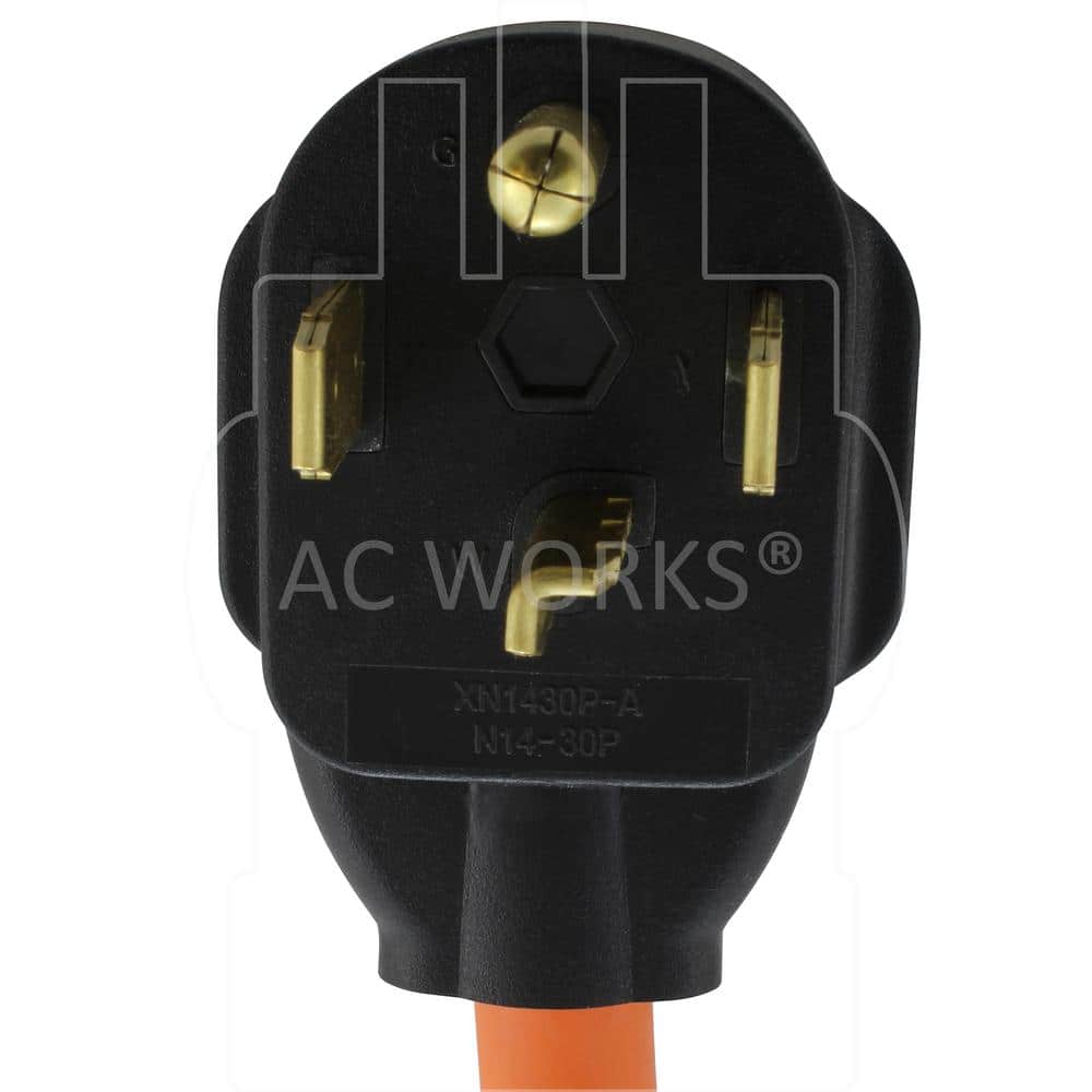 AC WORKS 1 ft. 30 Amp 4-Prong 14-30P Dryer Plug to 6-15/20 Outlet with 20 Amp Breaker (3)