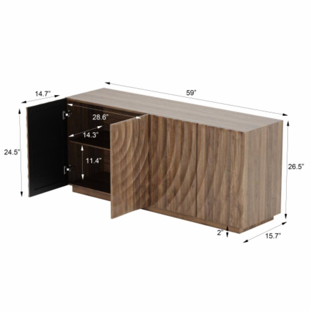 Unbranded 59 in. W x 15 in. D x 26.5 in. H Bathroom Brown Linen Cabinet (2)