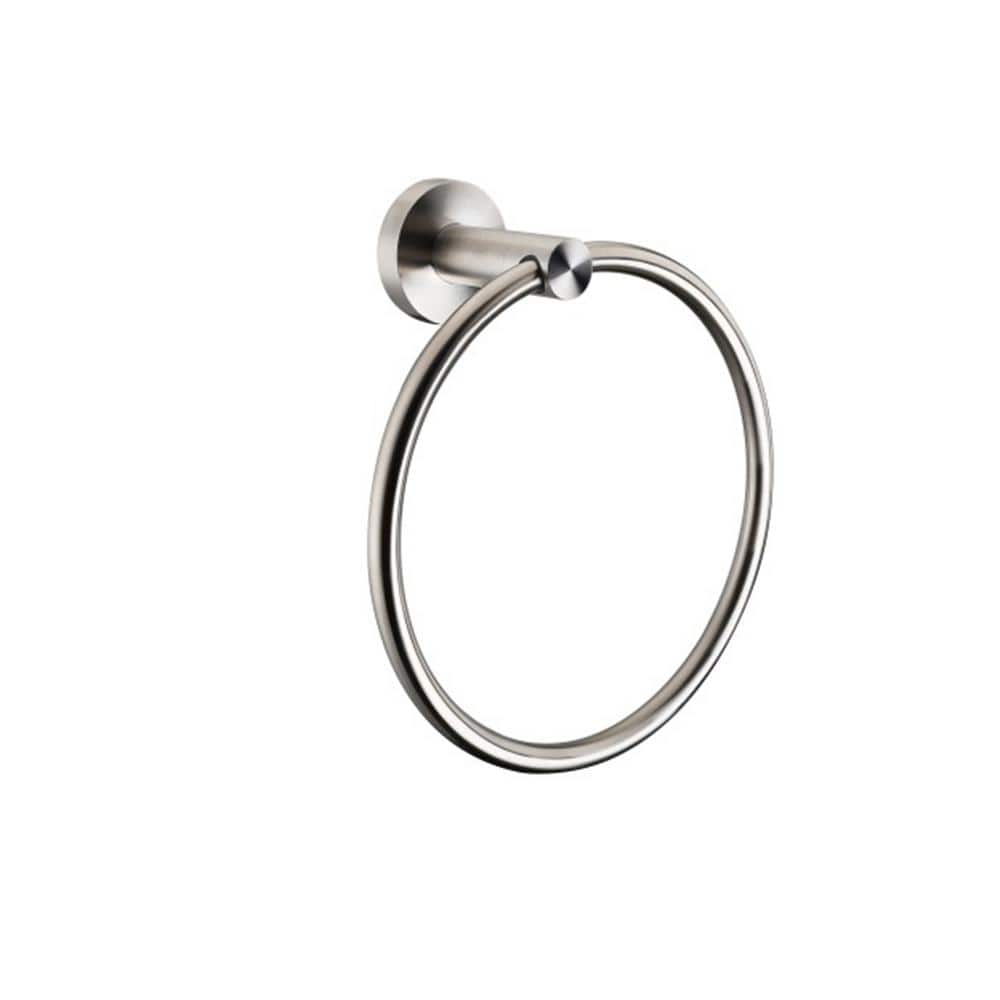 Lexora Bagno Nera Stainless Steel Towel Ring in Satin Nickel