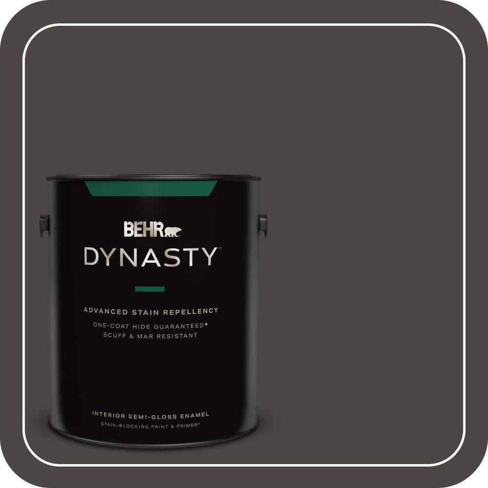 BEHR DYNASTY 1 gal. #T16-01 Black Pearl Semi-Gloss Enamel Interior Stain-Blocking Paint & Primer