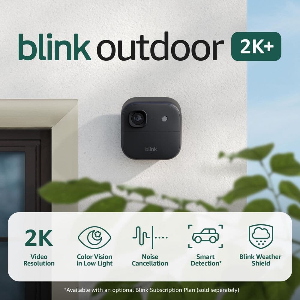 Blink Outdoor 2K+ (Newest Model)-Wireless Smart Security Camera, 2K Video Resolution, Sync Module Core Included 3-Cameras (3)