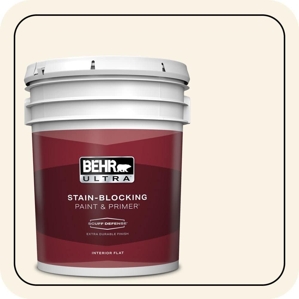 BEHR ULTRA 5 gal. #PWN-12 Palatial White Extra Durable Flat Interior Paint & Primer