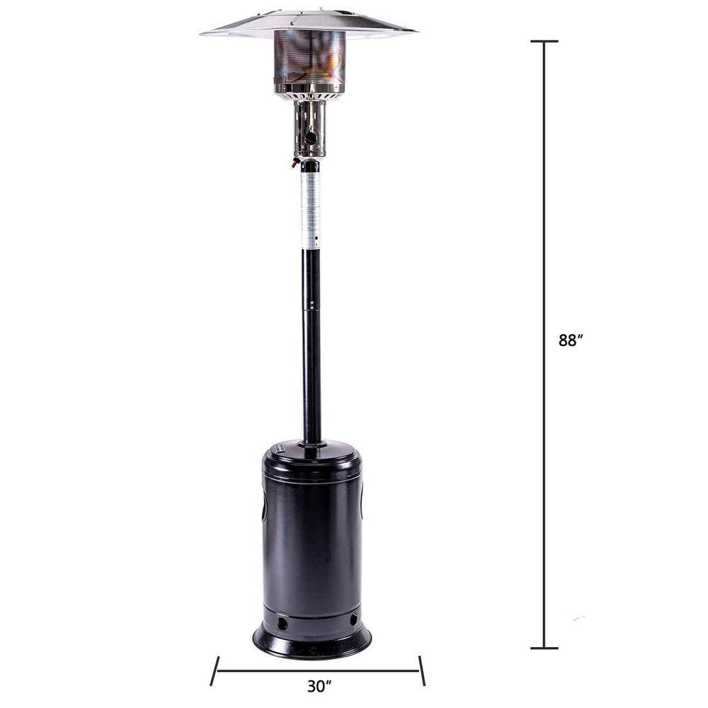 Unbranded 47,000 BTU Outdoor Patio Propane Heater with Portable Wheels 88 in. Standing Gas Outside Heater Black (2)