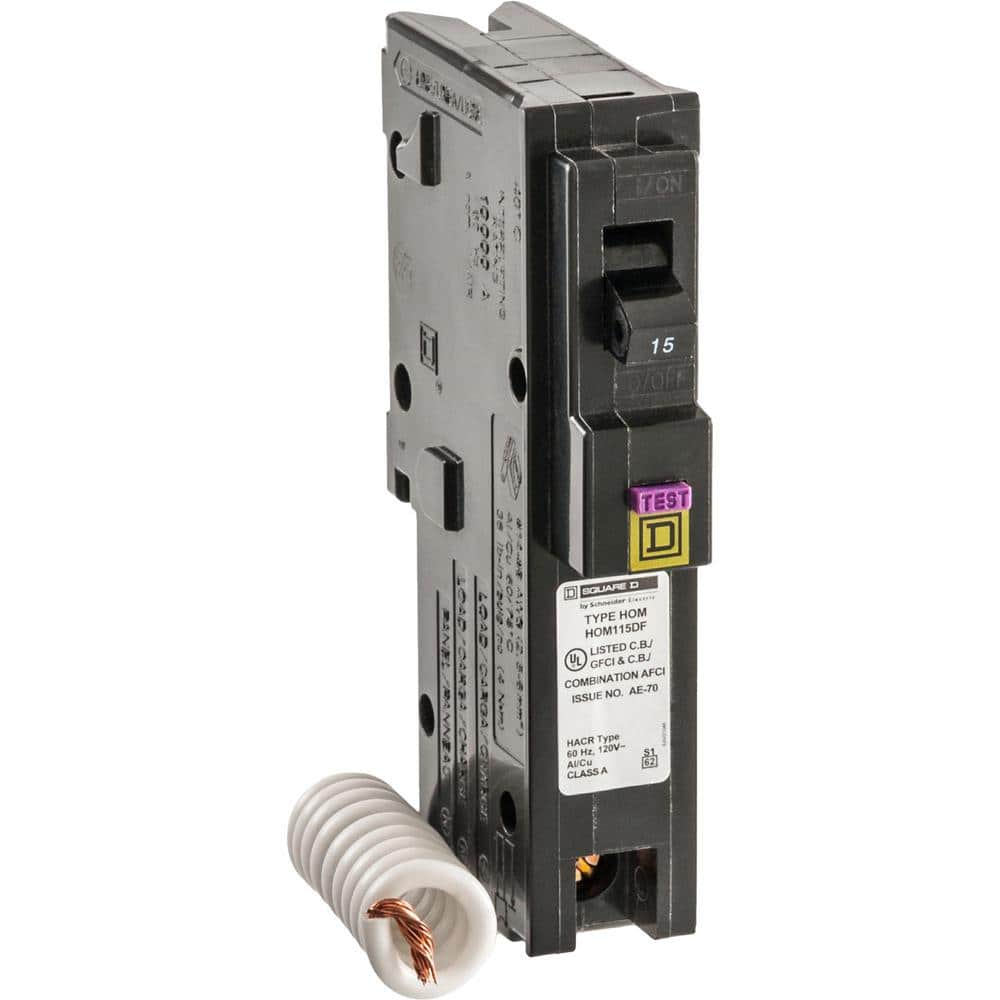 Square D Homeline 15-Amp Single-Pole Dual Function CAFCI and GFCI Circuit Breaker (HOM115DFC) (1)
