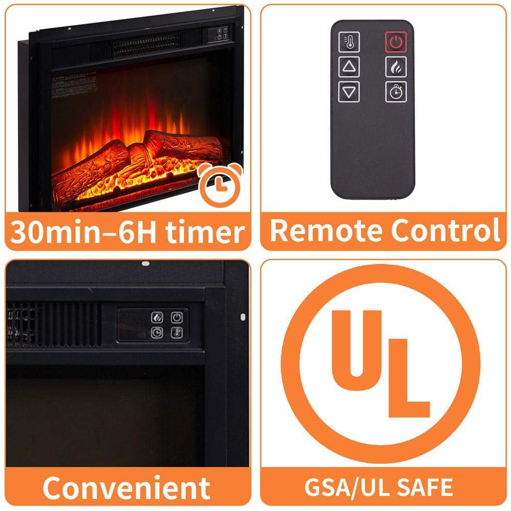 ToolCat 23 in. W x 17.13 in. H 400 sq. ft. 1400-Watt 120-Volt Electric Fireplace Insert in Black (2)