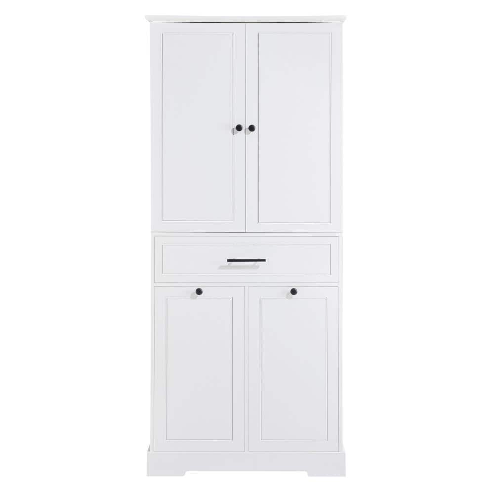 TCYO 31 in. W x 16 in. D x 72 in. H White Linen Cabinet with Two Drawers and Adjustable Shelf (1)