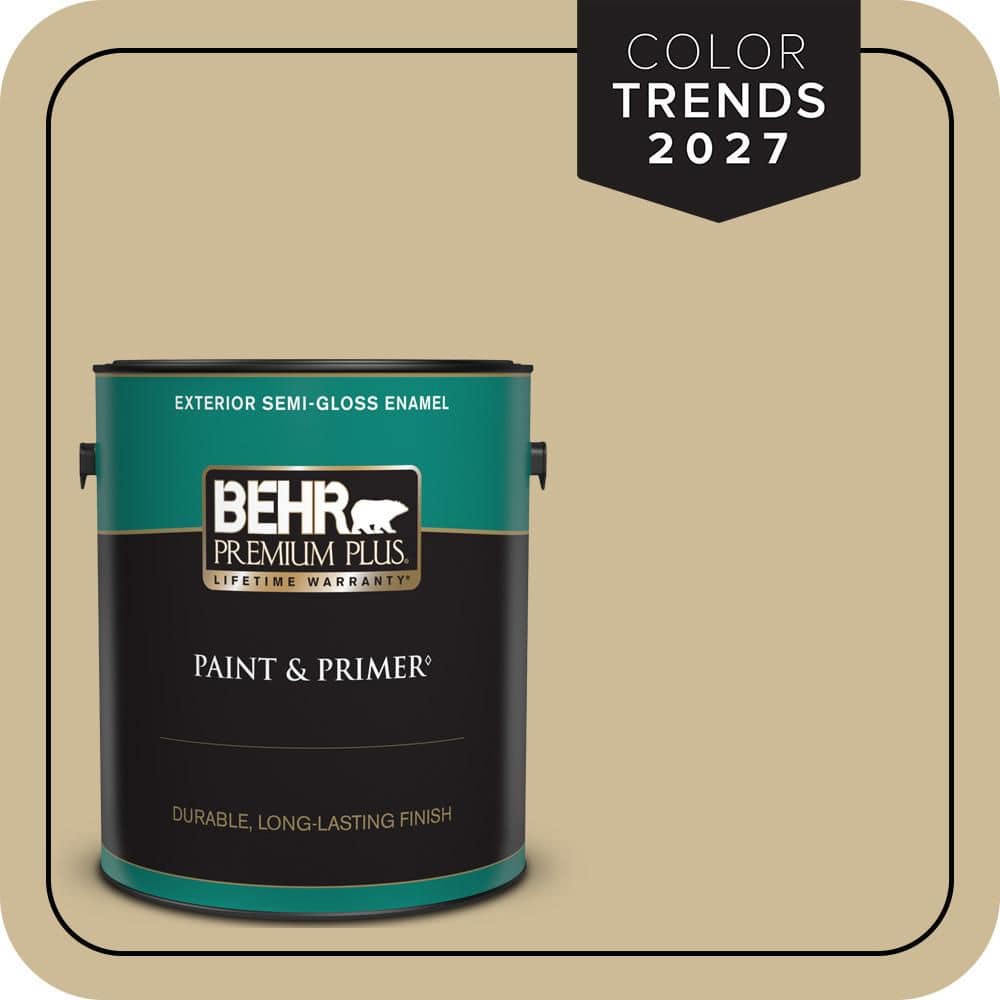 BEHR PREMIUM PLUS 1 gal. #MQ2-22 Hayloft Semi-Gloss Enamel Exterior Paint & Primer