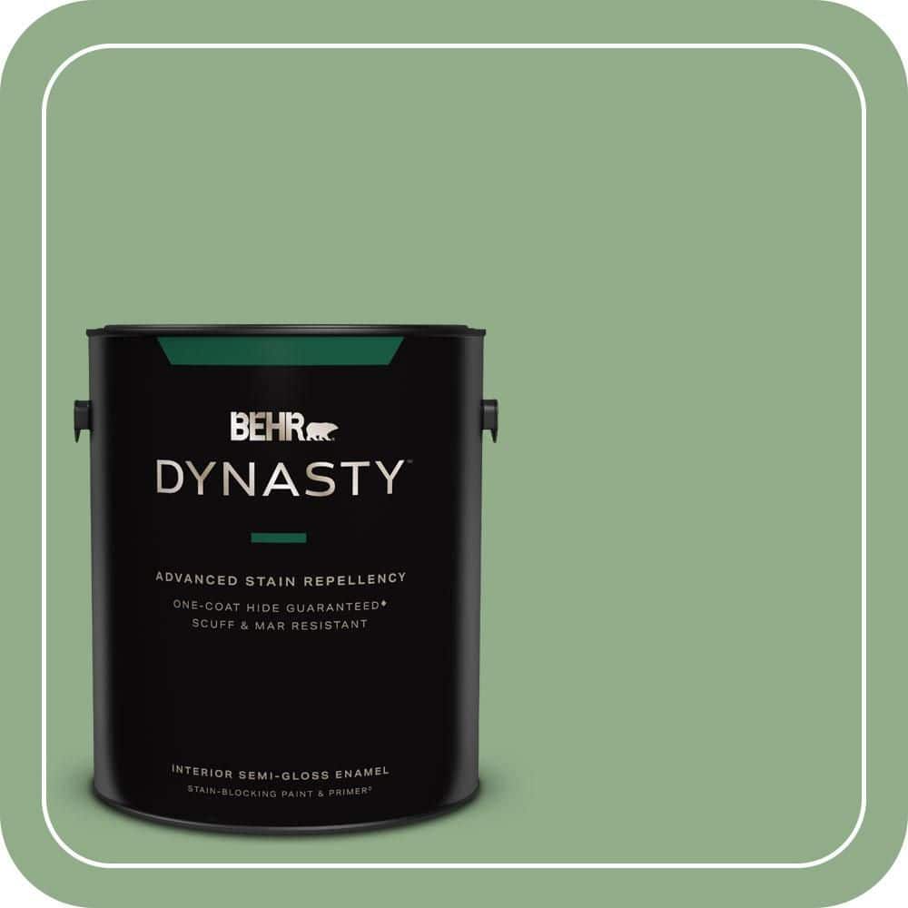 BEHR DYNASTY 1 gal. #MQ6-46 Flora Green One-Coat Hide Semi-Gloss Enamel Interior Stain-Blocking Paint & Primer