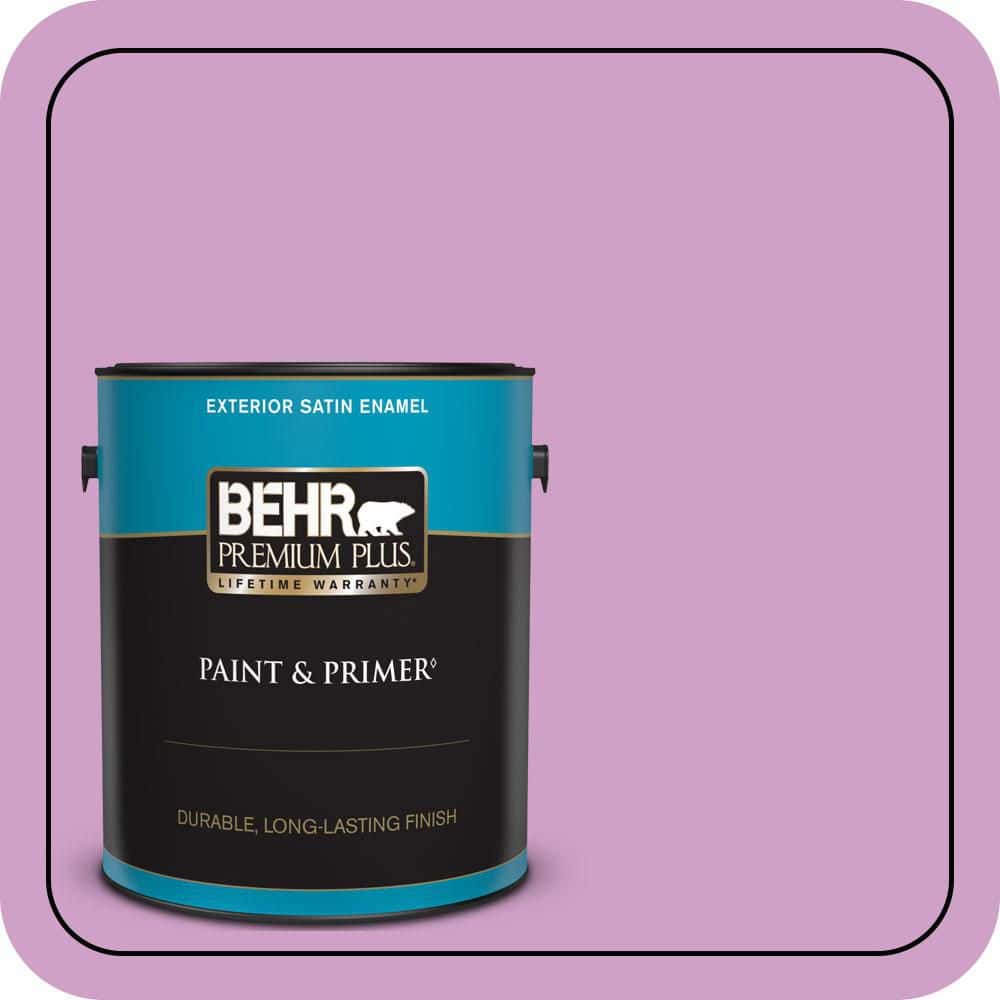 BEHR PREMIUM PLUS 1 gal. #670B-4 Geranium Bud Satin Enamel Exterior Paint & Primer