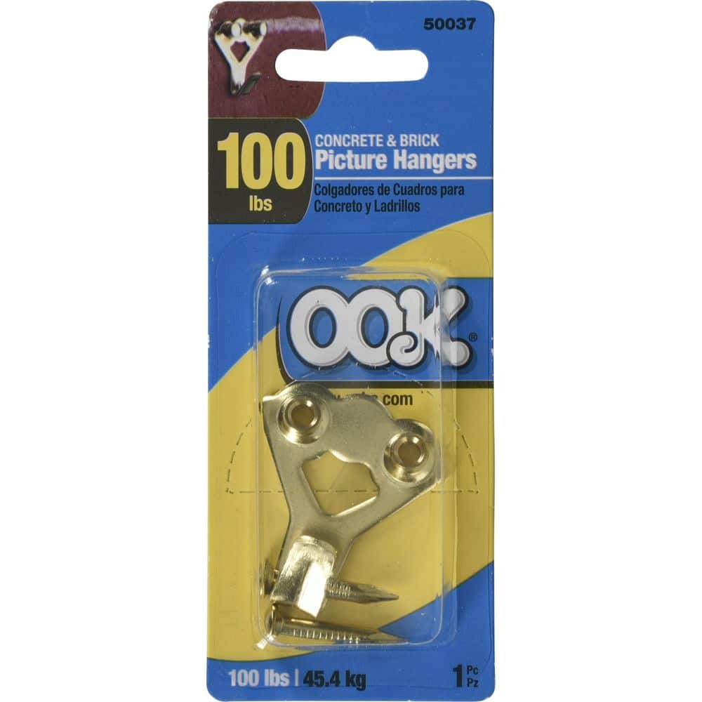 100 lb. Brass-Plated Steel Concrete-and-Brick Picture/Mirror Hanging Hook (3)