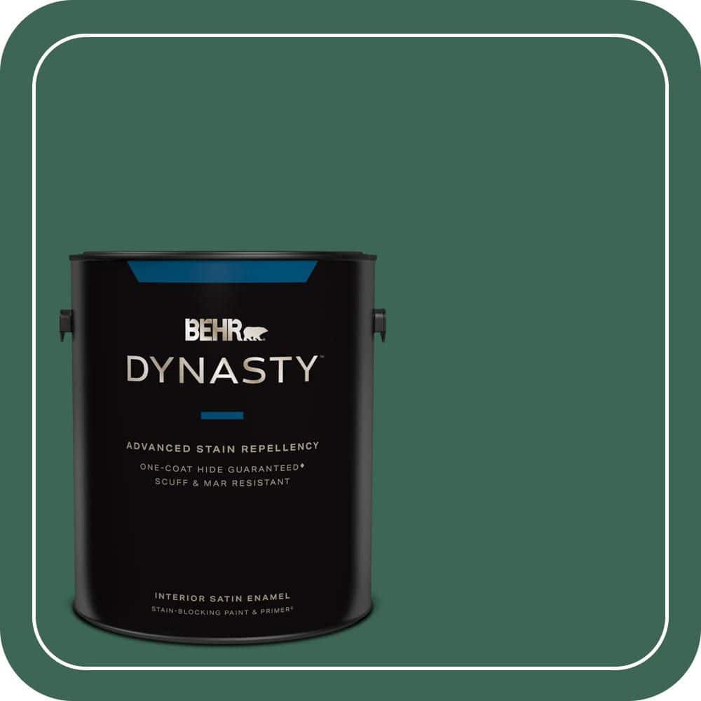BEHR DYNASTY 1 gal. #480D-7 Isle of Pines Satin Enamel Interior Stain-Blocking Paint and Primer