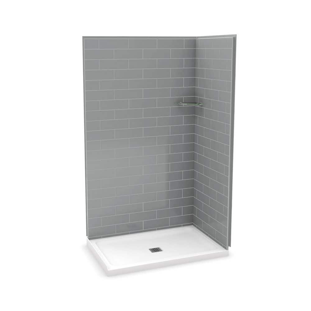 MAAX Utile 48 in. W x 32 in. D x 80 in. H Composite Direct-to-Stud 2-Piece Corner Shower Wall Kit in Metro Ash Grey