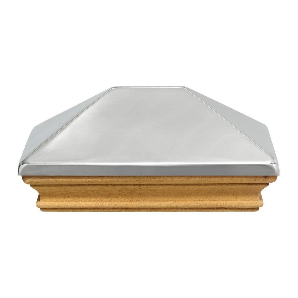 Protectyte Miterless 4 in. x 6 in. Untreated Wood Flat Slip Over Fence Post Cap with Stainless Steel Pyramid