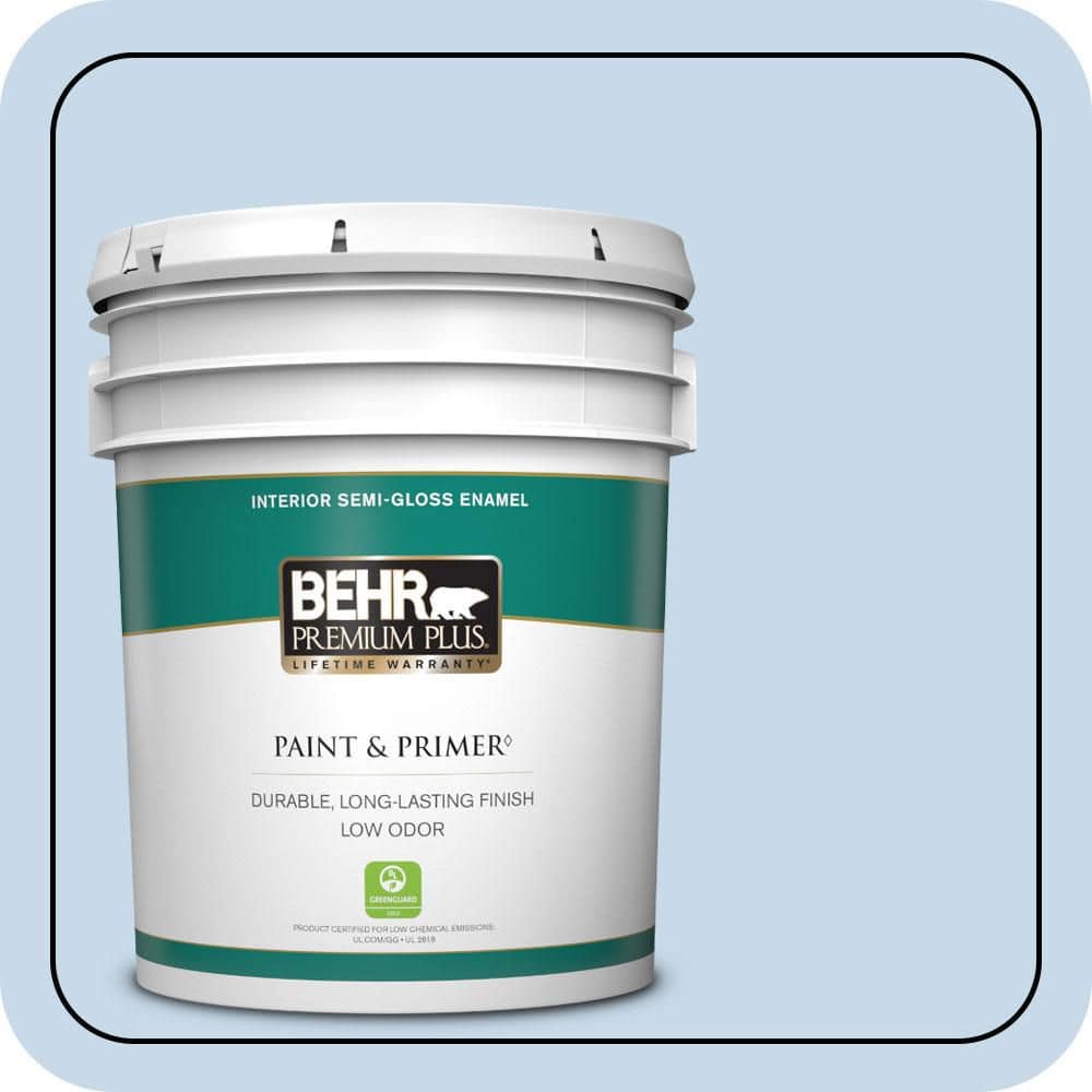 BEHR PREMIUM PLUS 5 gal. #MQ3-24 Celestial Light Semi-Gloss Enamel Low Odor Interior Paint & Primer