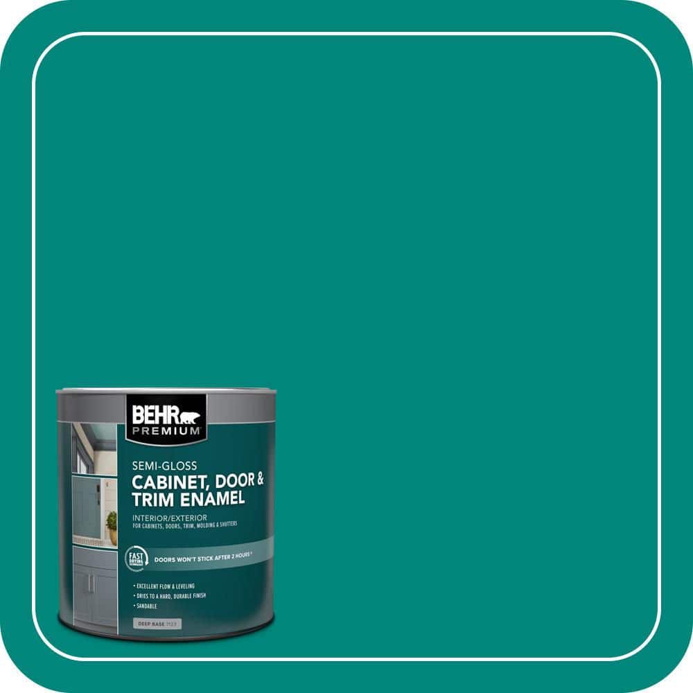 BEHR PREMIUM 1 qt. #P450-7 Mystic Turquoise Semi-Gloss Enamel Interior/Exterior Cabinet, Door & Trim Paint