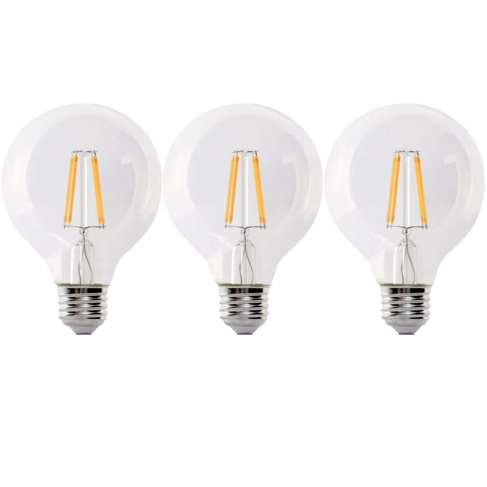 Feit Electric 60-Watt Equivalent G25 Globe Dimmable Filament Clear CEC Title 20 E26 LED Vintage Edison LIght Bulb Daylight 3-Pa (2)