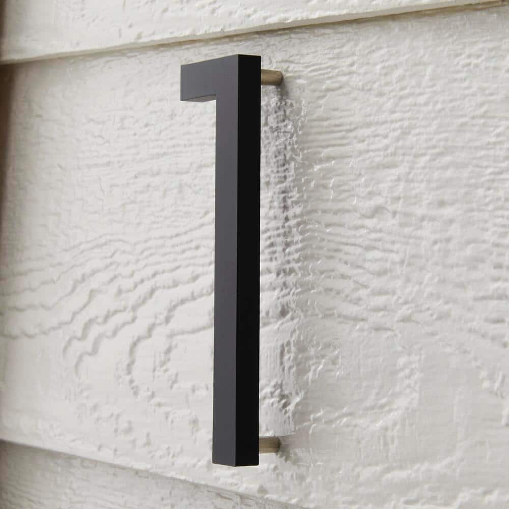 Everbilt 6 in. Matte Black Aluminum Floating or Flat Modern House Number 1 (3)
