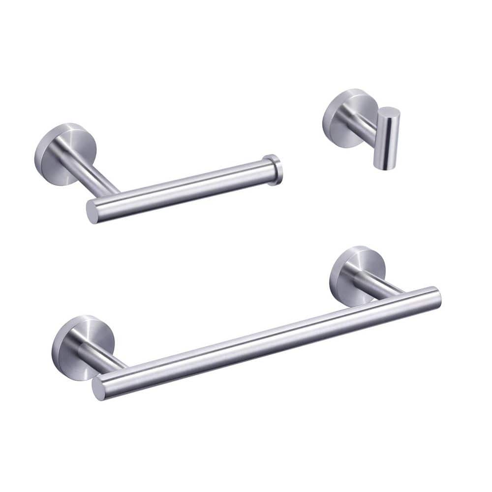 WOWOW 3-Piece Bath Hardware Set with Towel Bar, Toilet Paper Holder and Robe Hook (1)