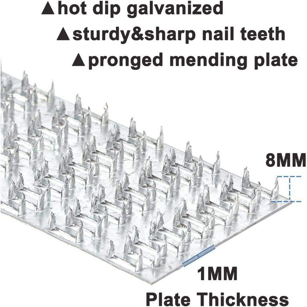 KIWDZFU 2x4 20-Gauge Steel Pronged Nail Plate 30-Pack for Roofing Wood Connector with Staggered Teeth (2)