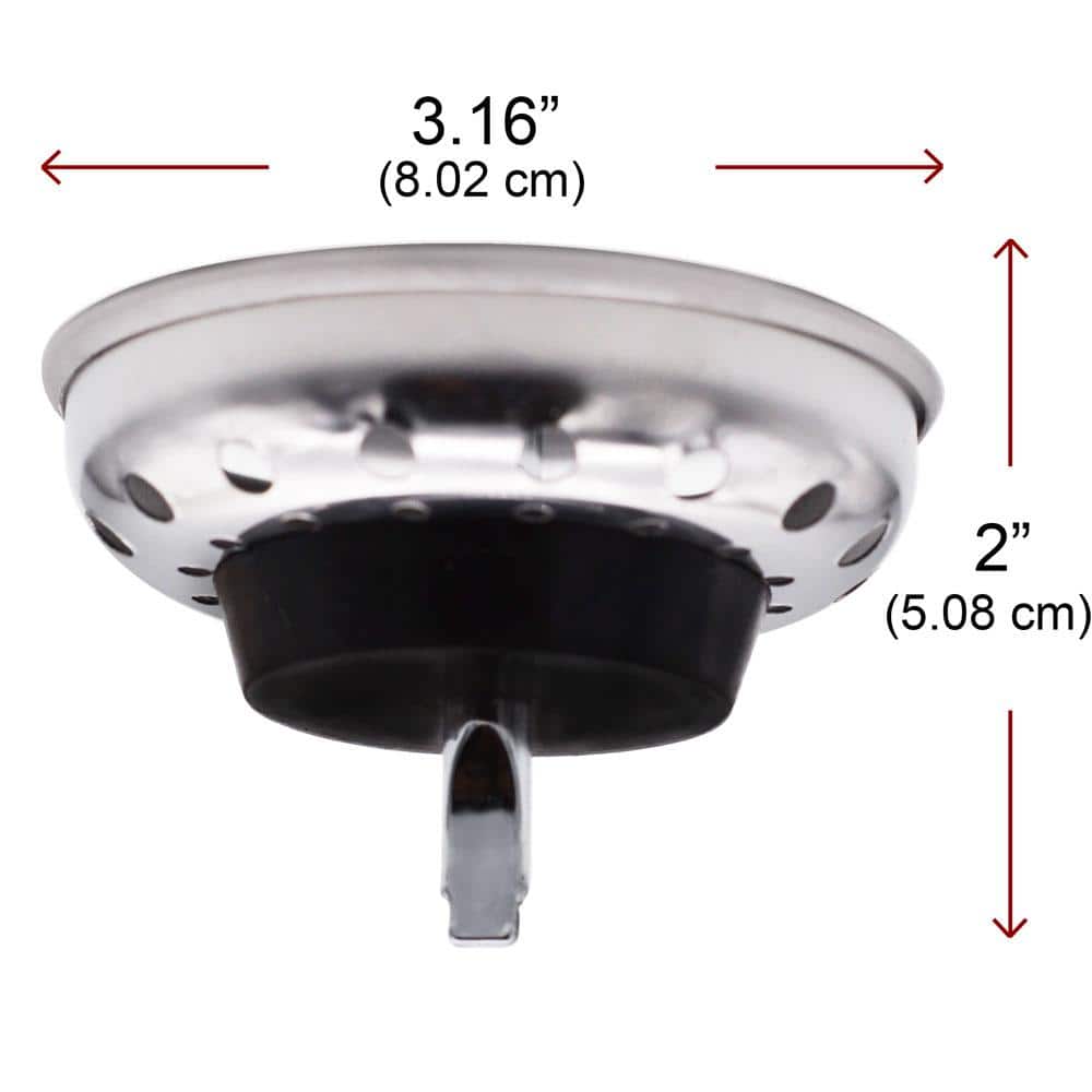 Westbrass 3-1/2 in. Standard Post Style Replacement Kitchen Sink Basket Strainer, (2-Pack) (3)