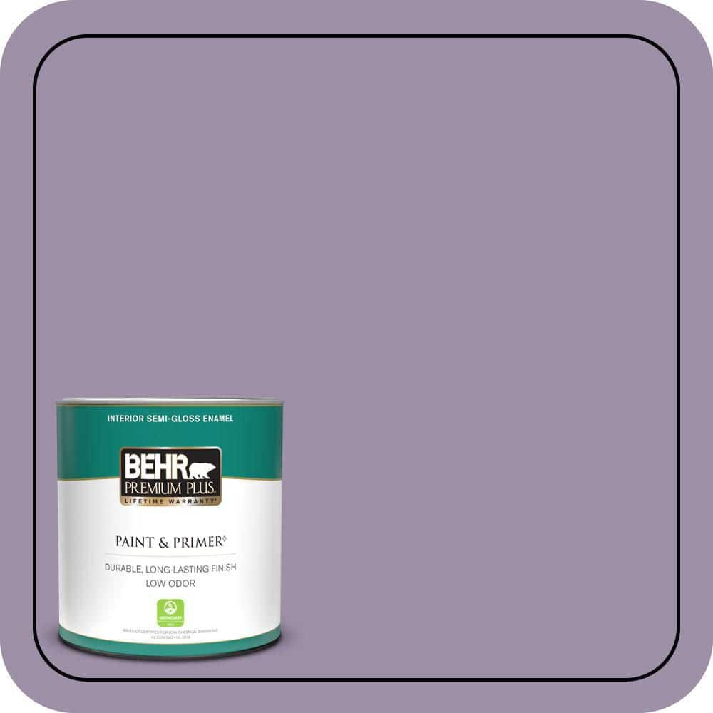 BEHR PREMIUM PLUS 1 qt. #S100-4 Ancestry Violet Semi-Gloss Enamel Low Odor Interior Paint & Primer