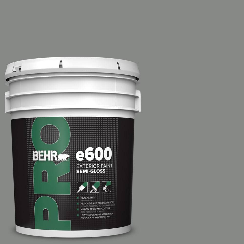 BEHR PRO 5 gal. #PPU25-17 Euro Gray Semi-Gloss Acrylic Exterior Paint