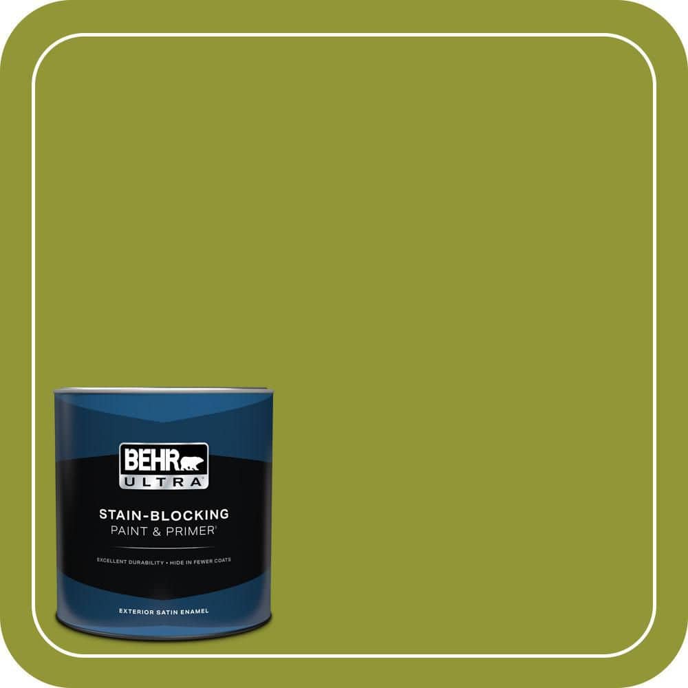 BEHR ULTRA 1 qt. #S-H-410 Appletini Satin Enamel Exterior Paint & Primer
